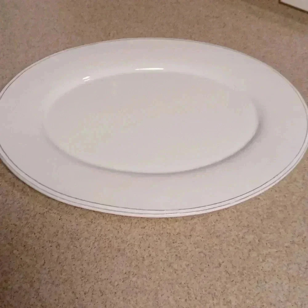 white oval plate for decoration or food serving